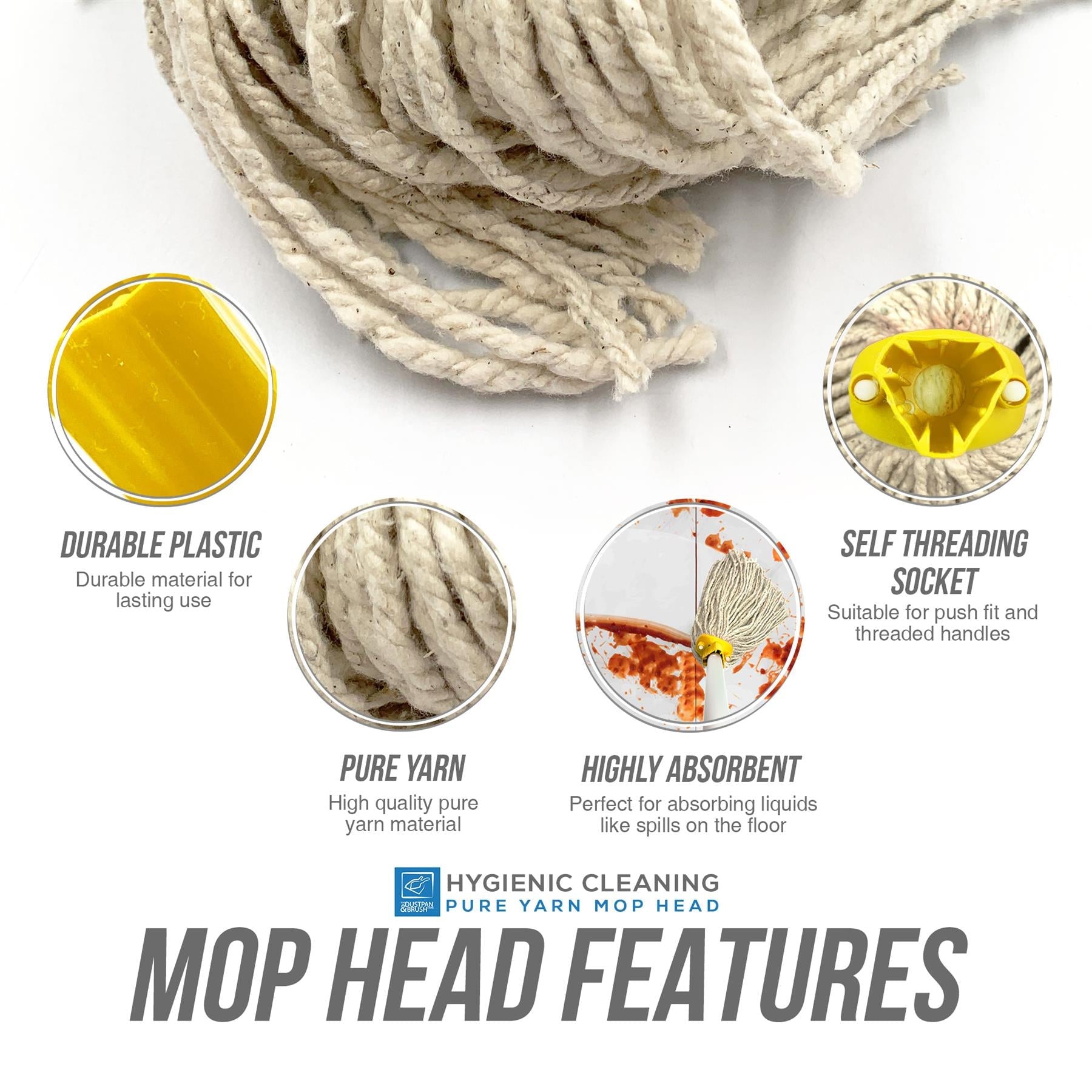 Yellow Colour Coded Cotton Mop Head 12PY