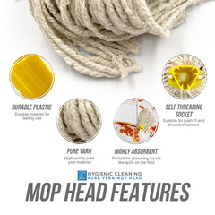 Yellow Colour Coded Cotton Mop Head 12PY