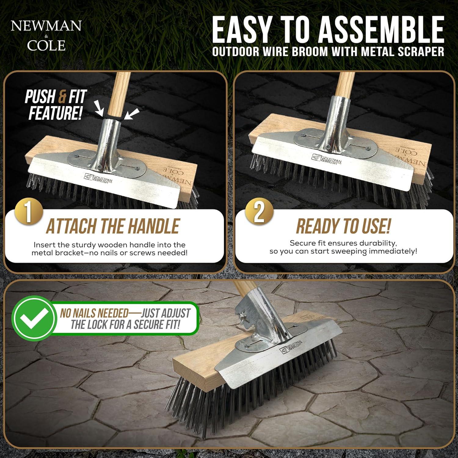 Newman & Cole 12" Wire Broom with Scraper & Handle
