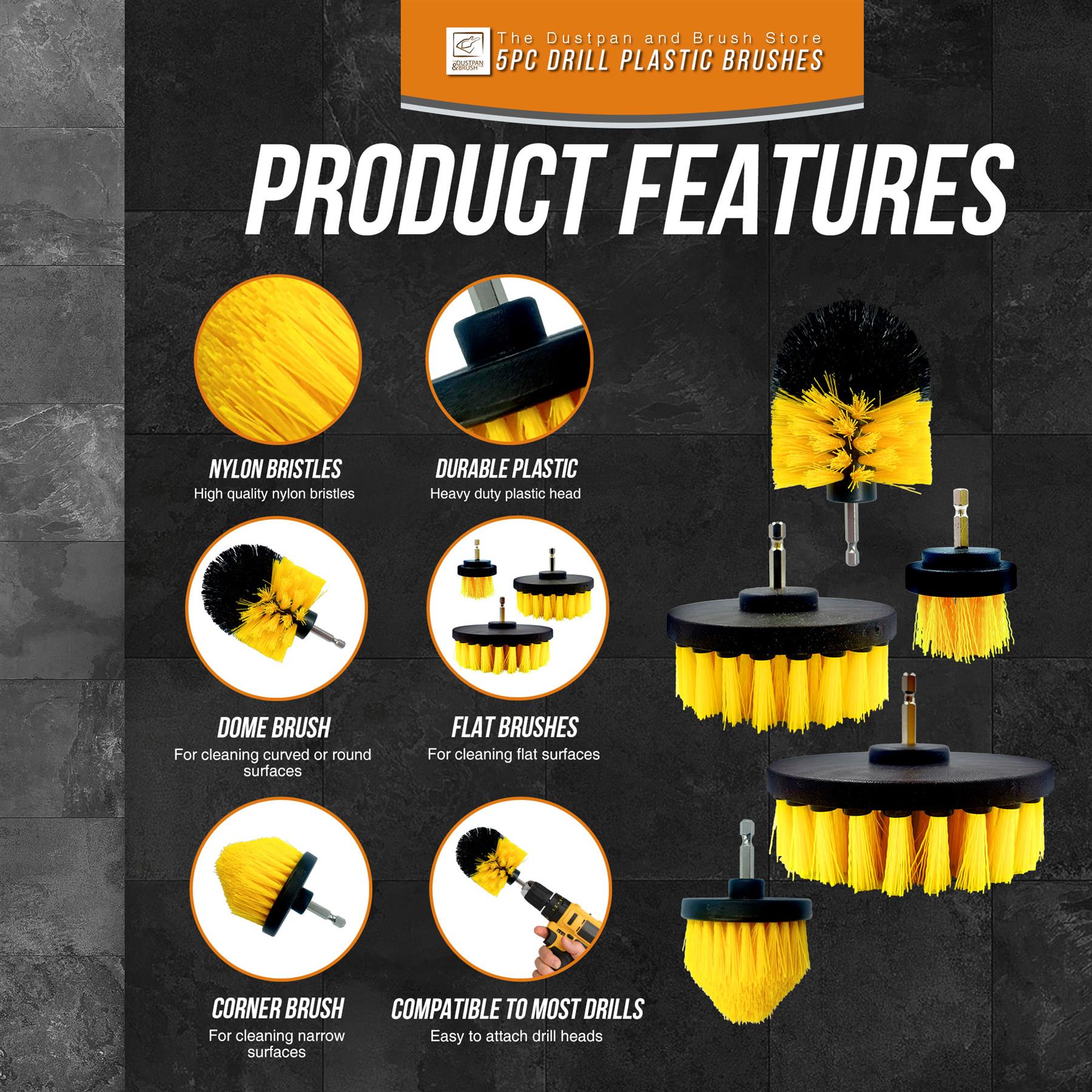 Drill Brush Cleaning Set | Nylon Power Scrubbing Brushes