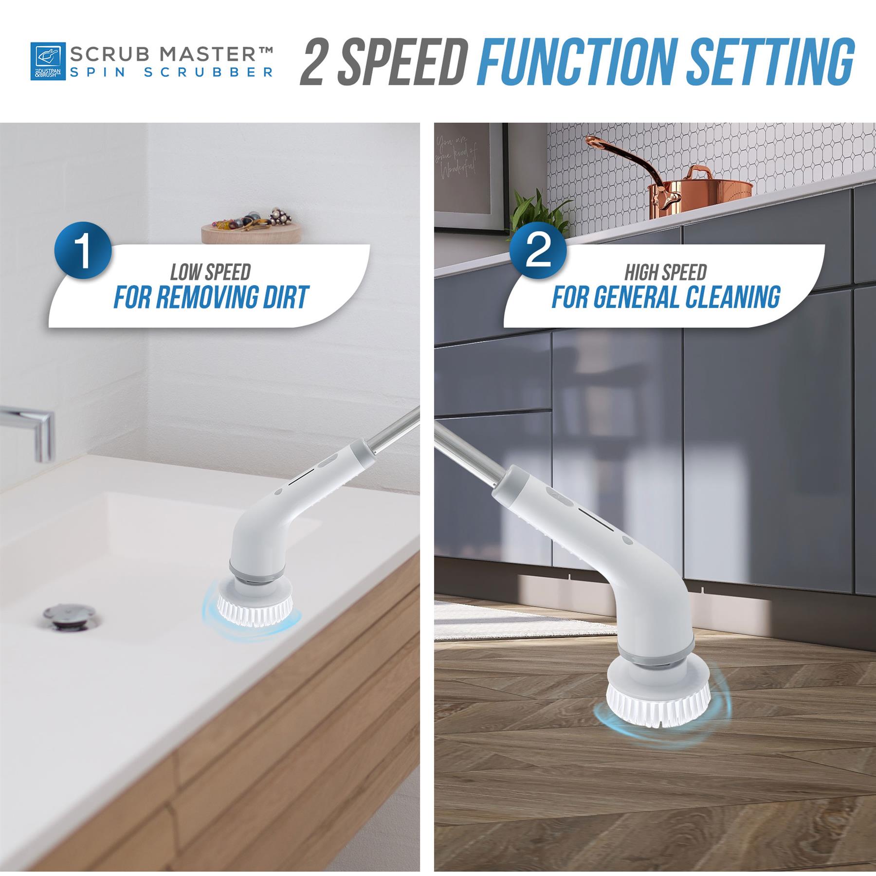 Electric Scrub Master with Long Handle & 8 Attachments