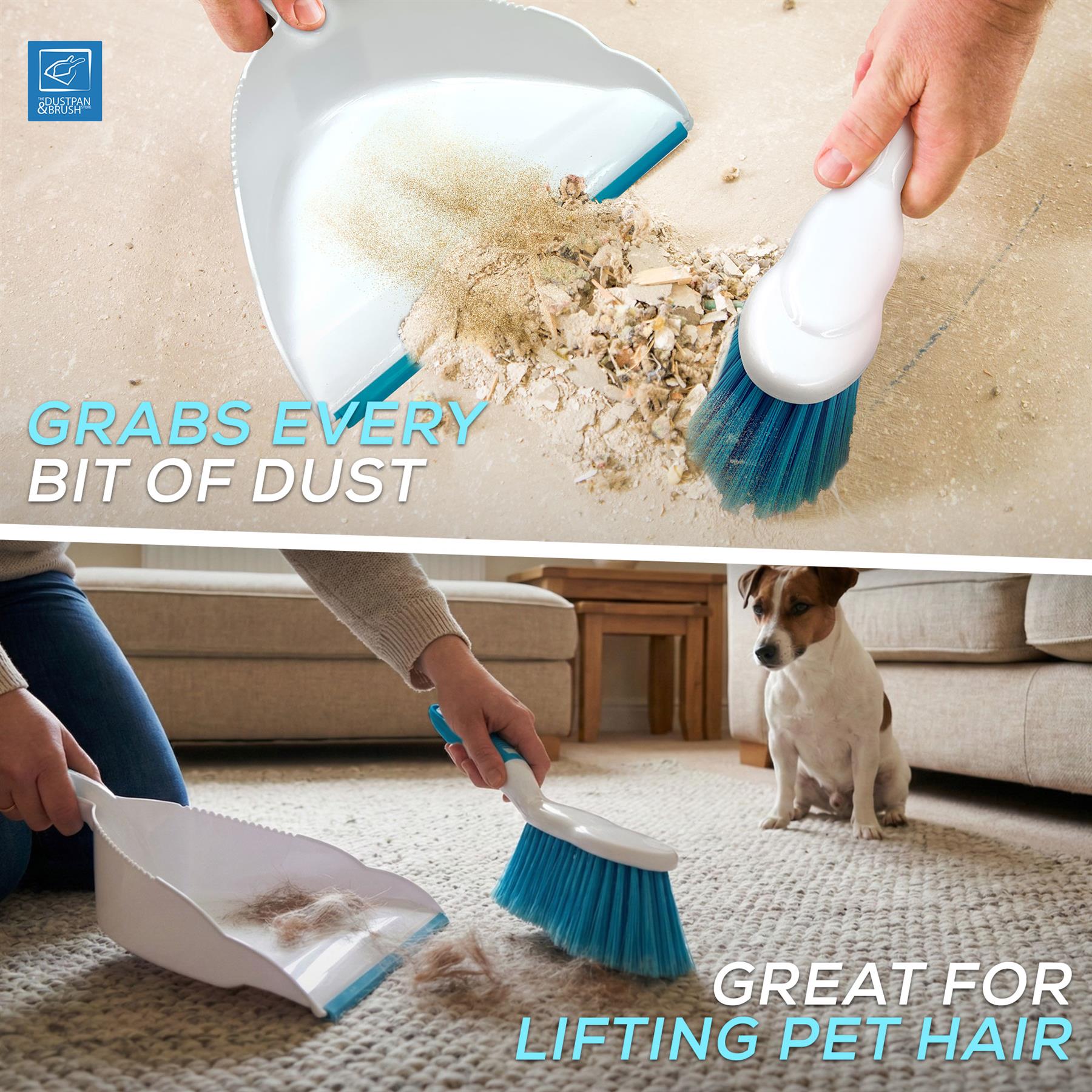 Deluxe Dustpan and Brush Set - Blue