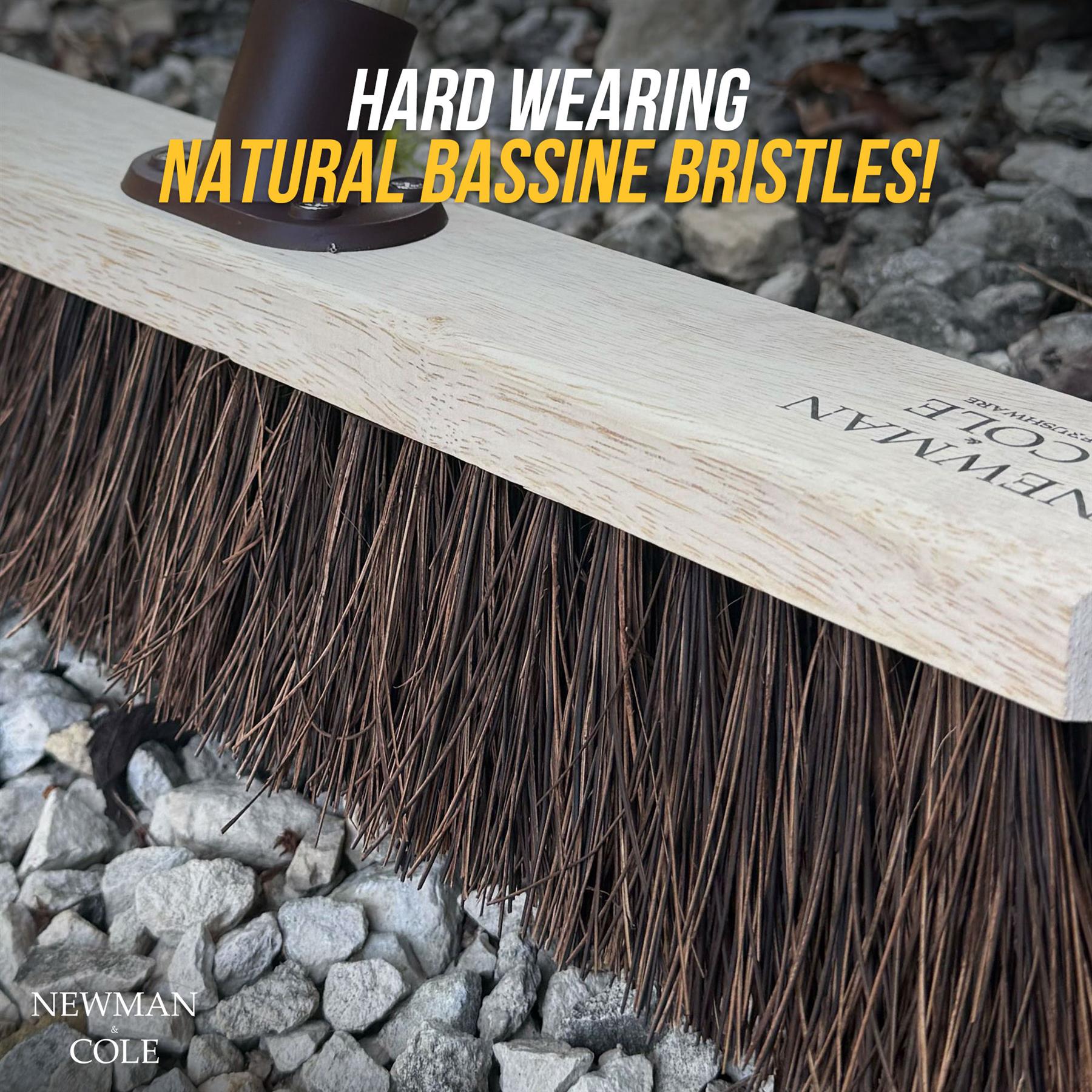 18" Newman & Cole Bassine Broom with Handle | Heavy Duty Outdoor Brush