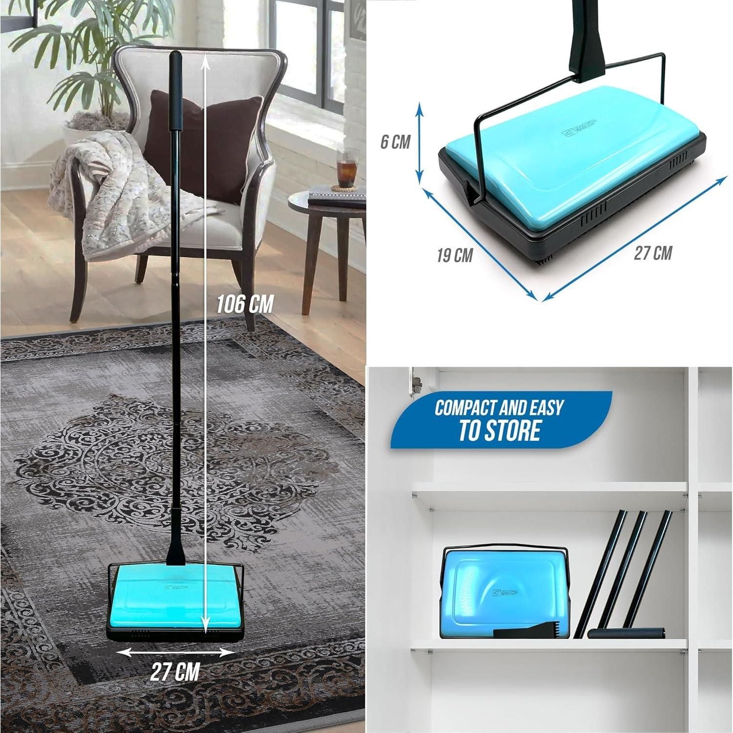 Manual Carpet Cleaner for Rugs & Hard Floors