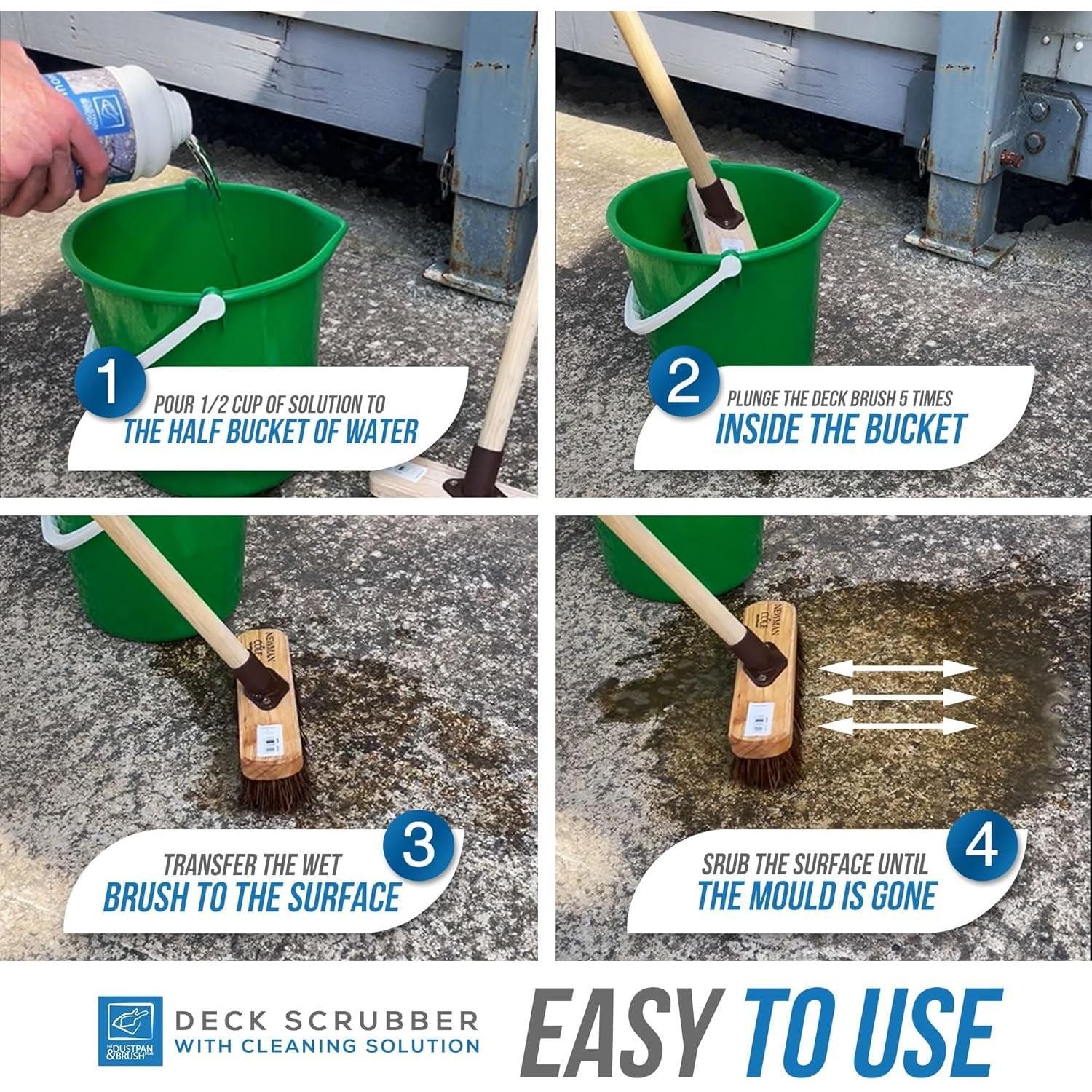 Patio Cleaning Set | Deck Brush & 1L Mould Remover Solution