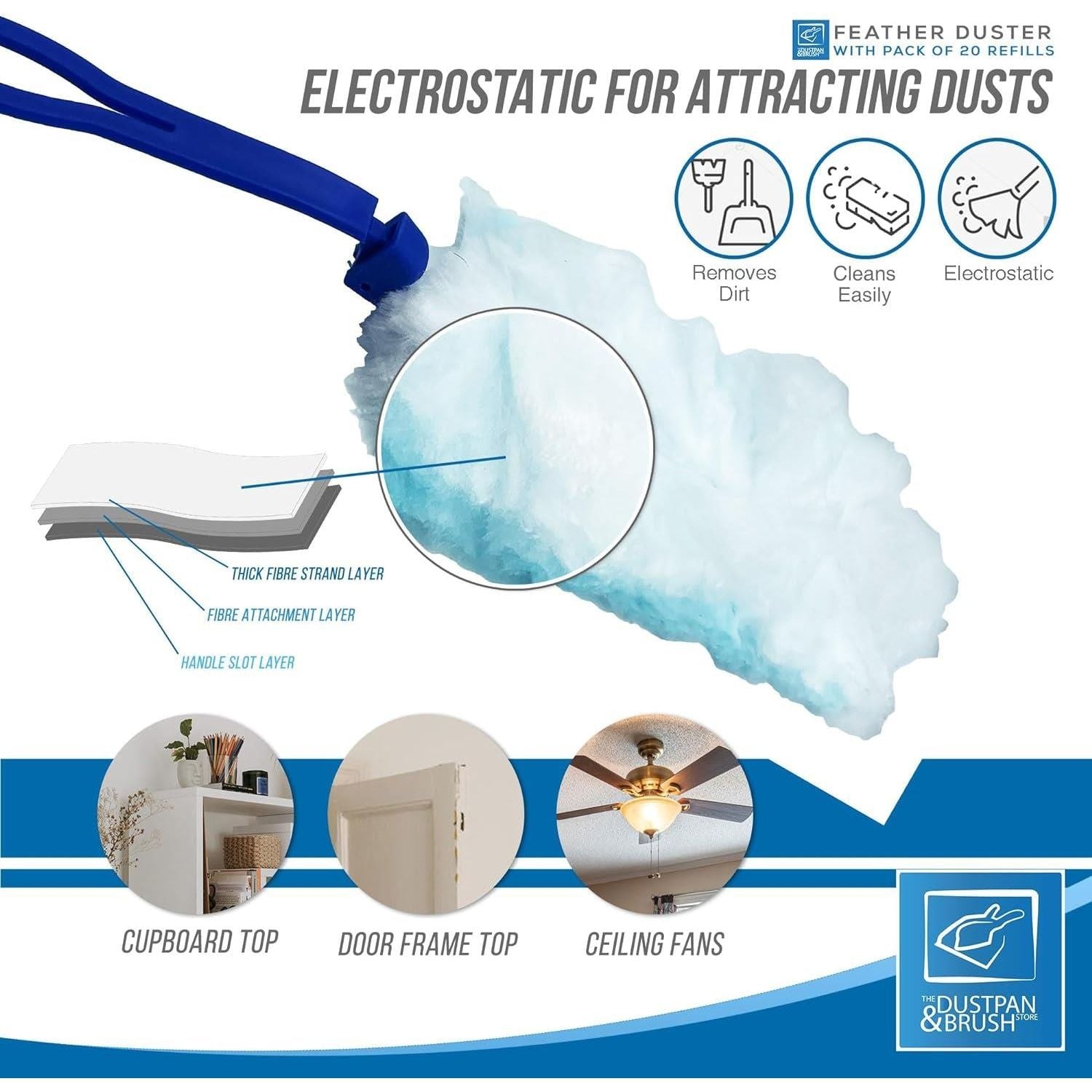 Fluffy Duster with 20 Refills & Handle | Dust Cleaning Tool