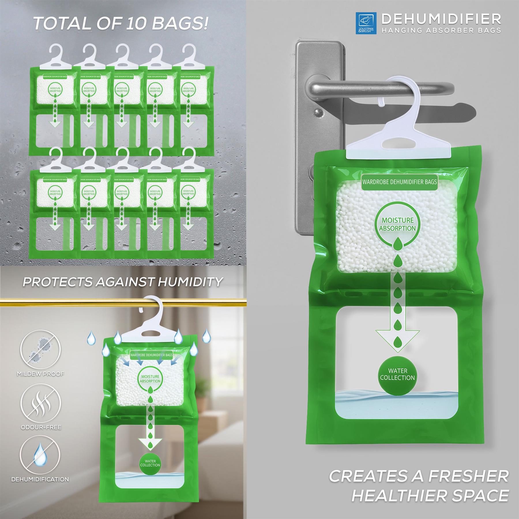 Wardrobe Moisture Trap - Pack of 10 | Hanging Dehumidifiers