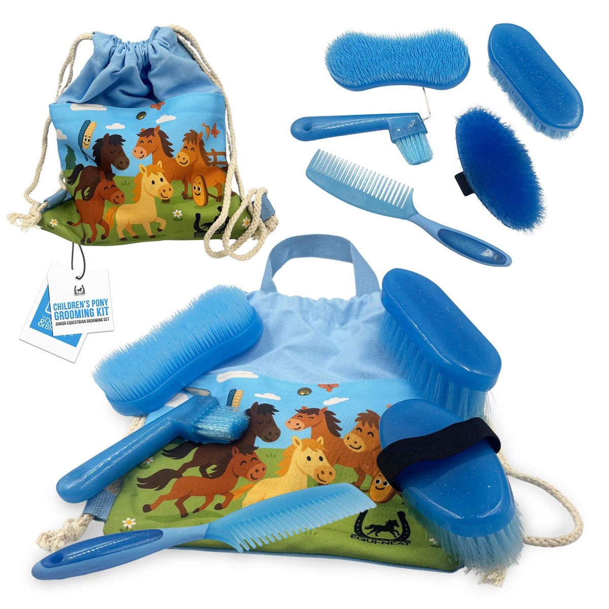 Equi-Neat Kids Horse Grooming Kit Blue – 5 Piece Set