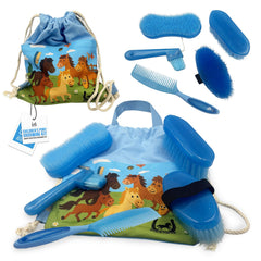 Equi-Neat Kids Horse Grooming Kit Blue – 5 Piece Set