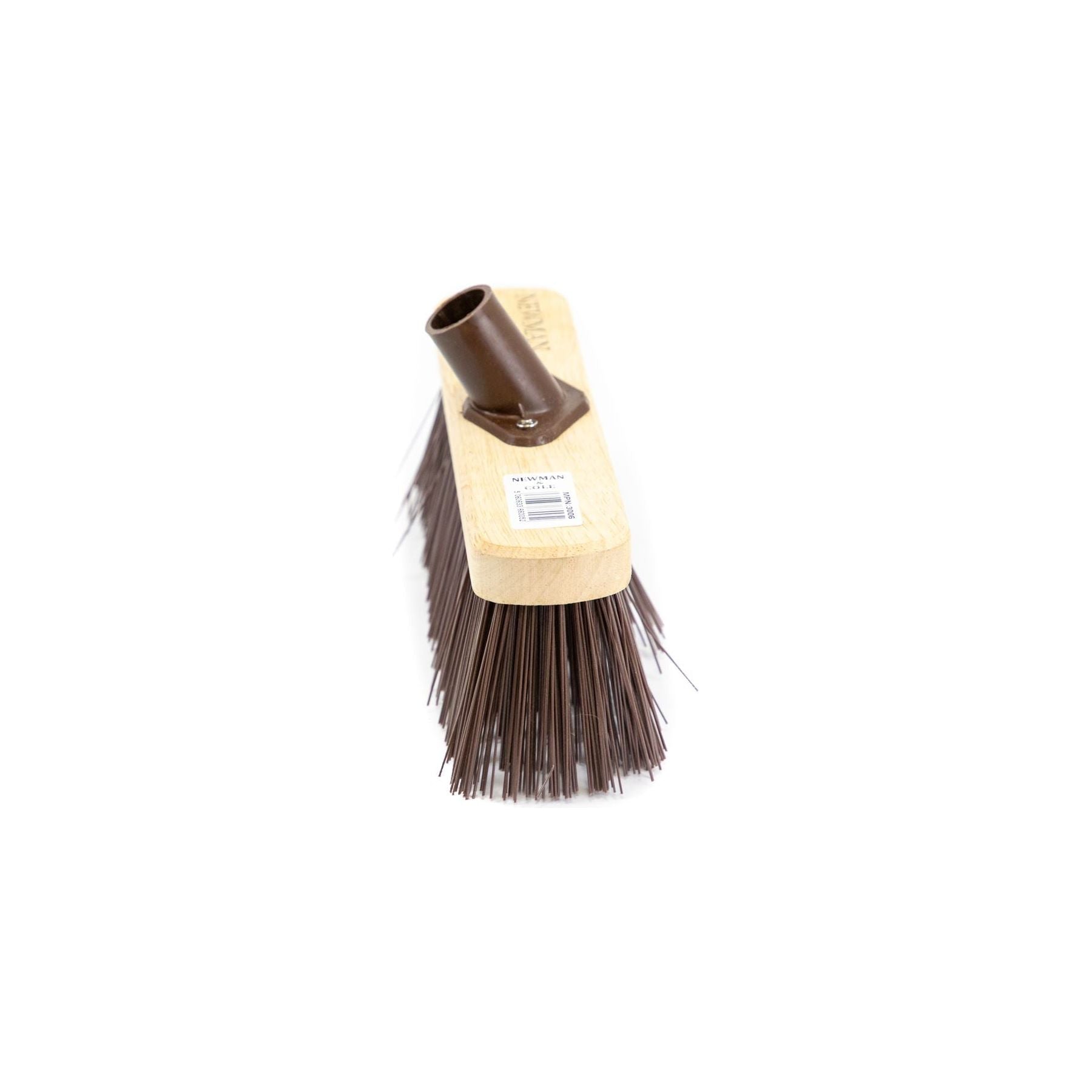 10" Newman & Cole Stiff PVC Broom with Wooden Handle - Outdoor Sweeper