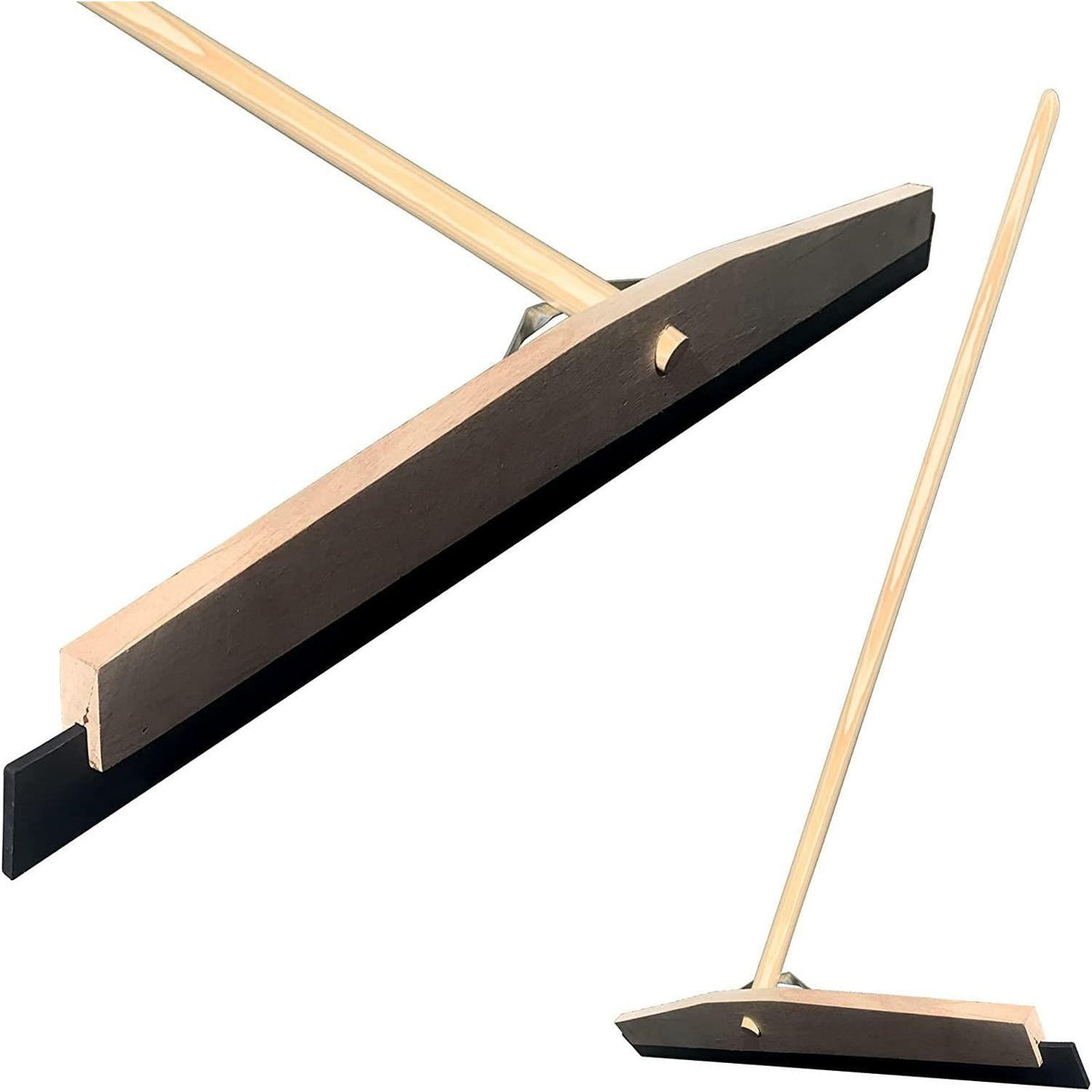 24" Newman and Cole Wooden Floor Squeegee with Tapered Handle