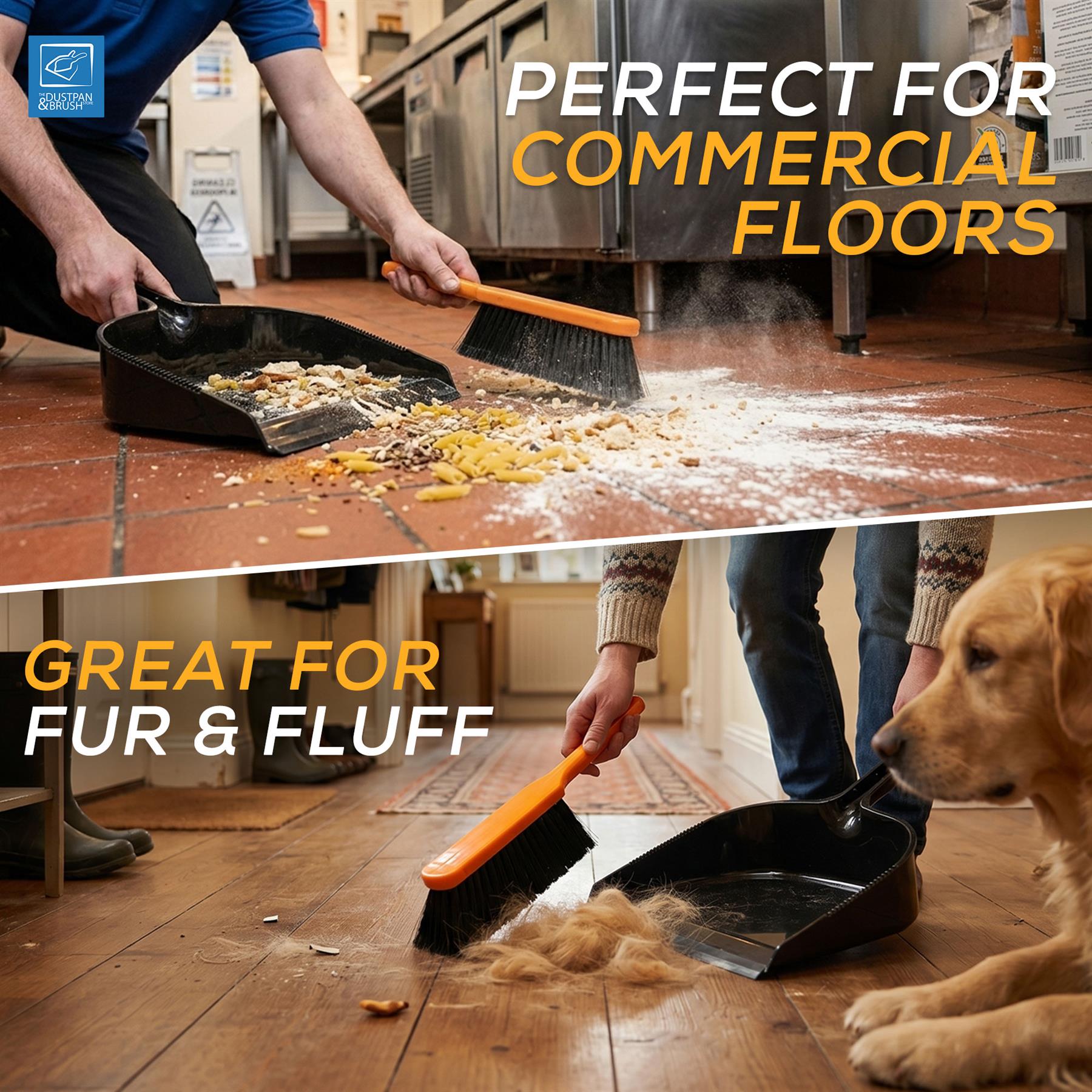 TRADE Jumbo Dustpan and Large Brush Set – Heavy Duty Builders Cleaning Set