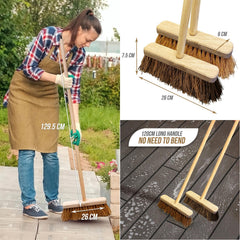 Twin Pack 10" Wooden Garden Brooms – Soft Coco & Stiff Bassine
