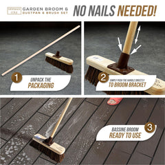 Outdoor Broom, Dustpan & Brush Set with Bassine Broom