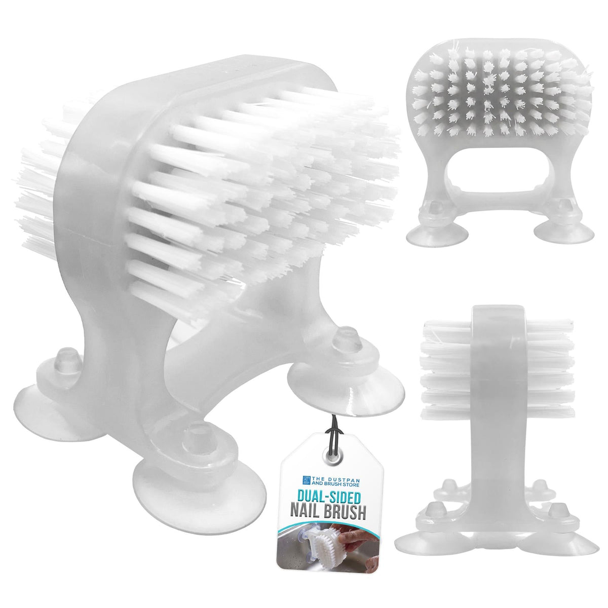 Dual Suction Cup Nail Brush | Hands-Free Stick On Nail Cleaner