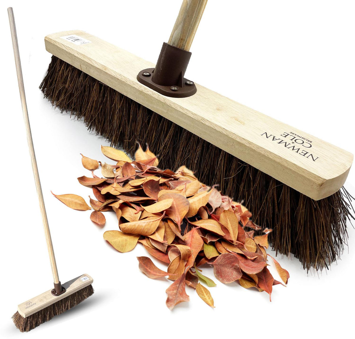18" Newman & Cole Bassine Broom with Handle | Heavy Duty Outdoor Brush