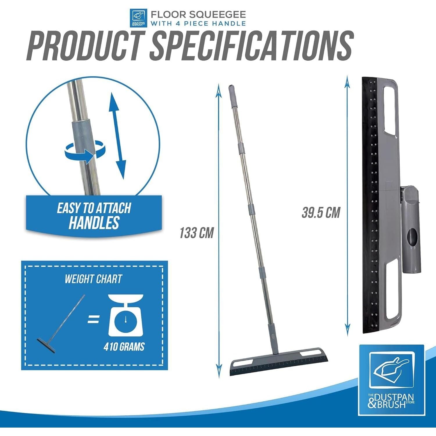 Floor Squeegee with Long Handle & Rotatable Head