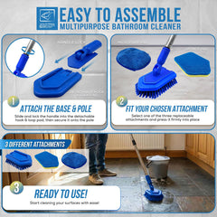 3-in-1 Bathroom Cleaning Set with 4 Piece Long Handle