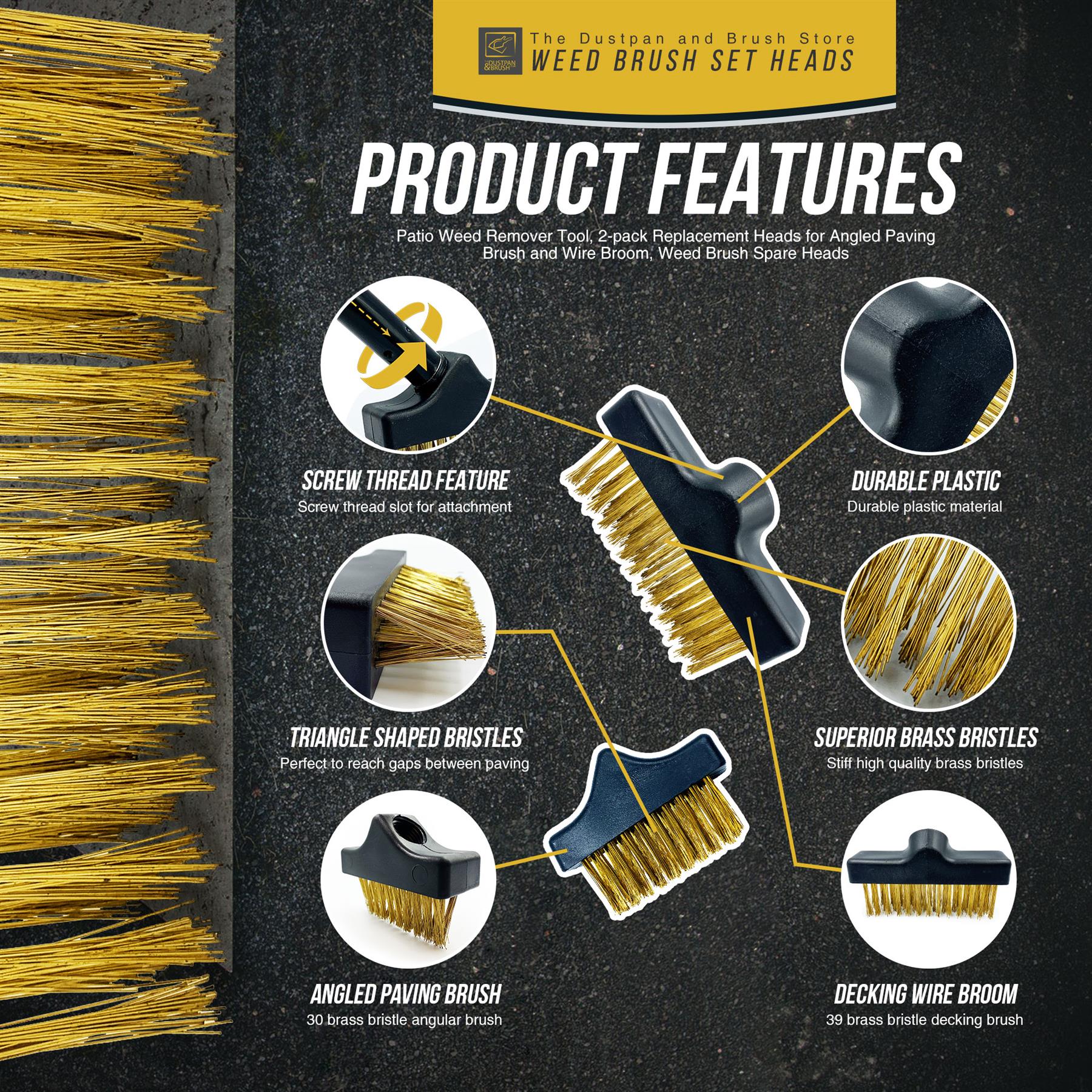 Replacement Brush Heads – Weed Wire Brush & Decking Head Set