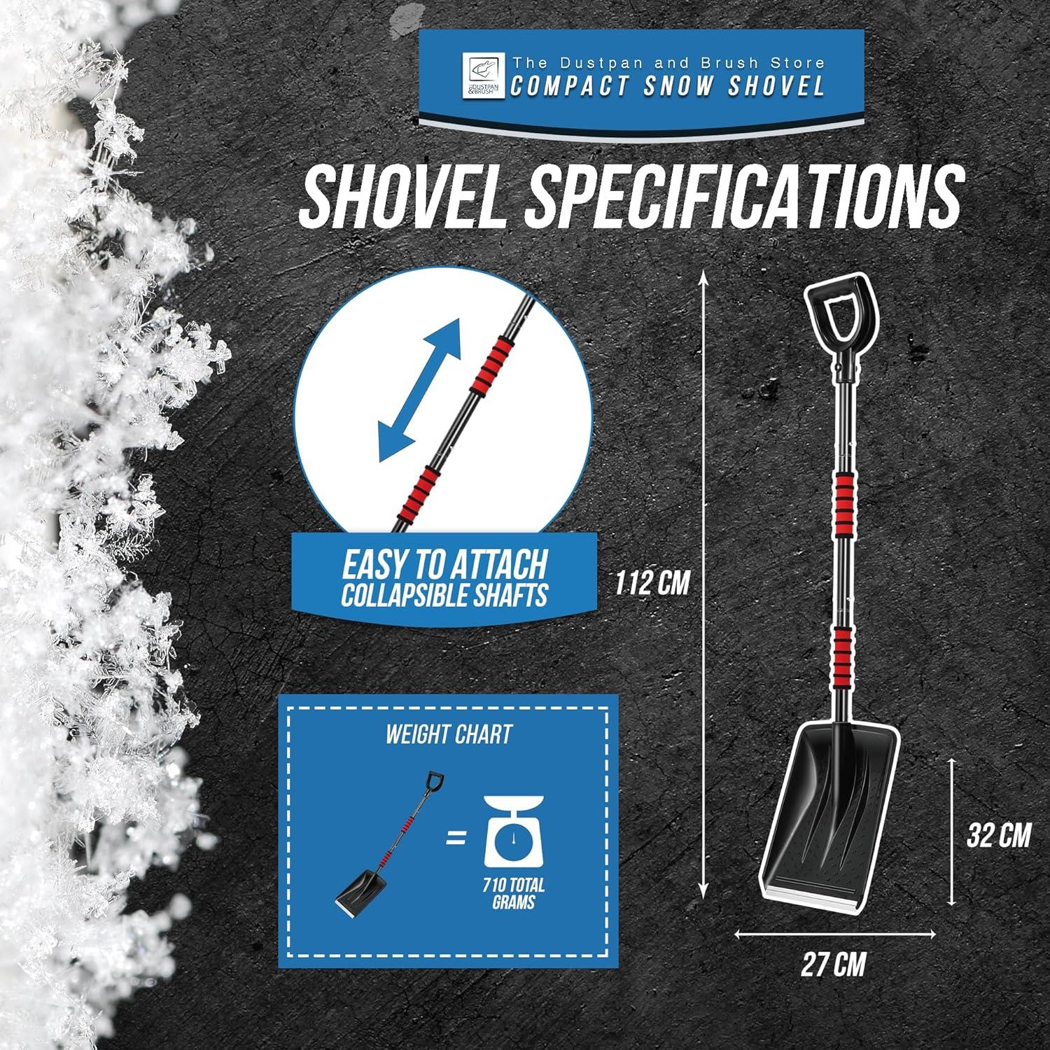 Compact Travel Snow Shovel with Steel Handle