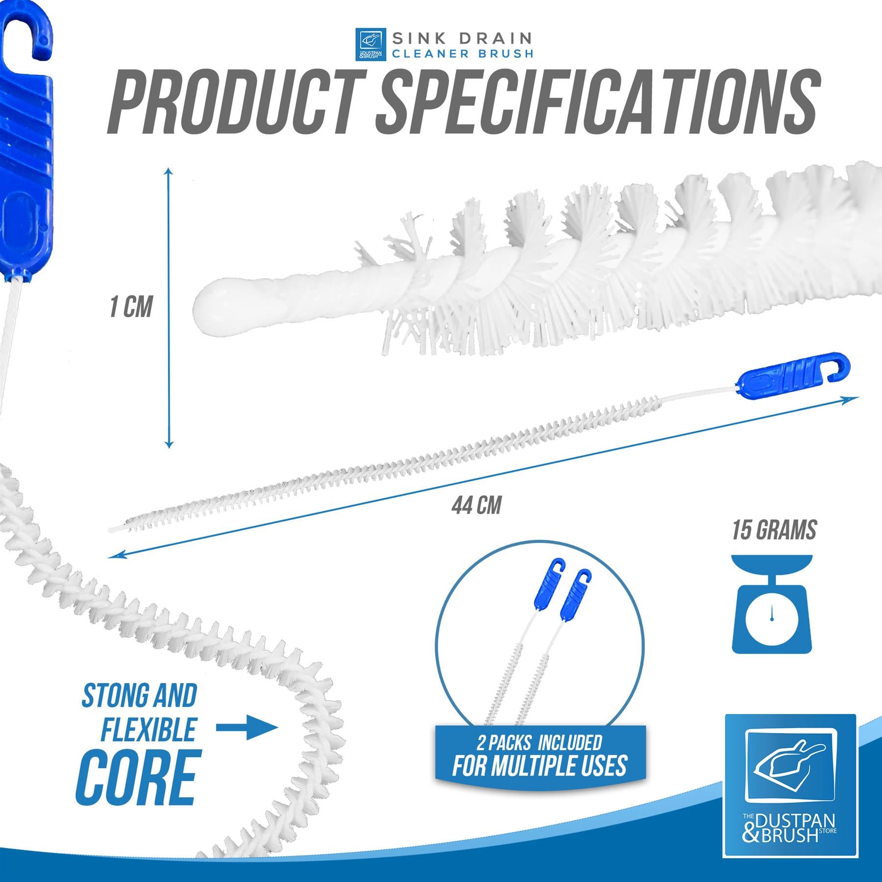 Flexible Drain & Sink Cleaning Brush | Pack of 2
