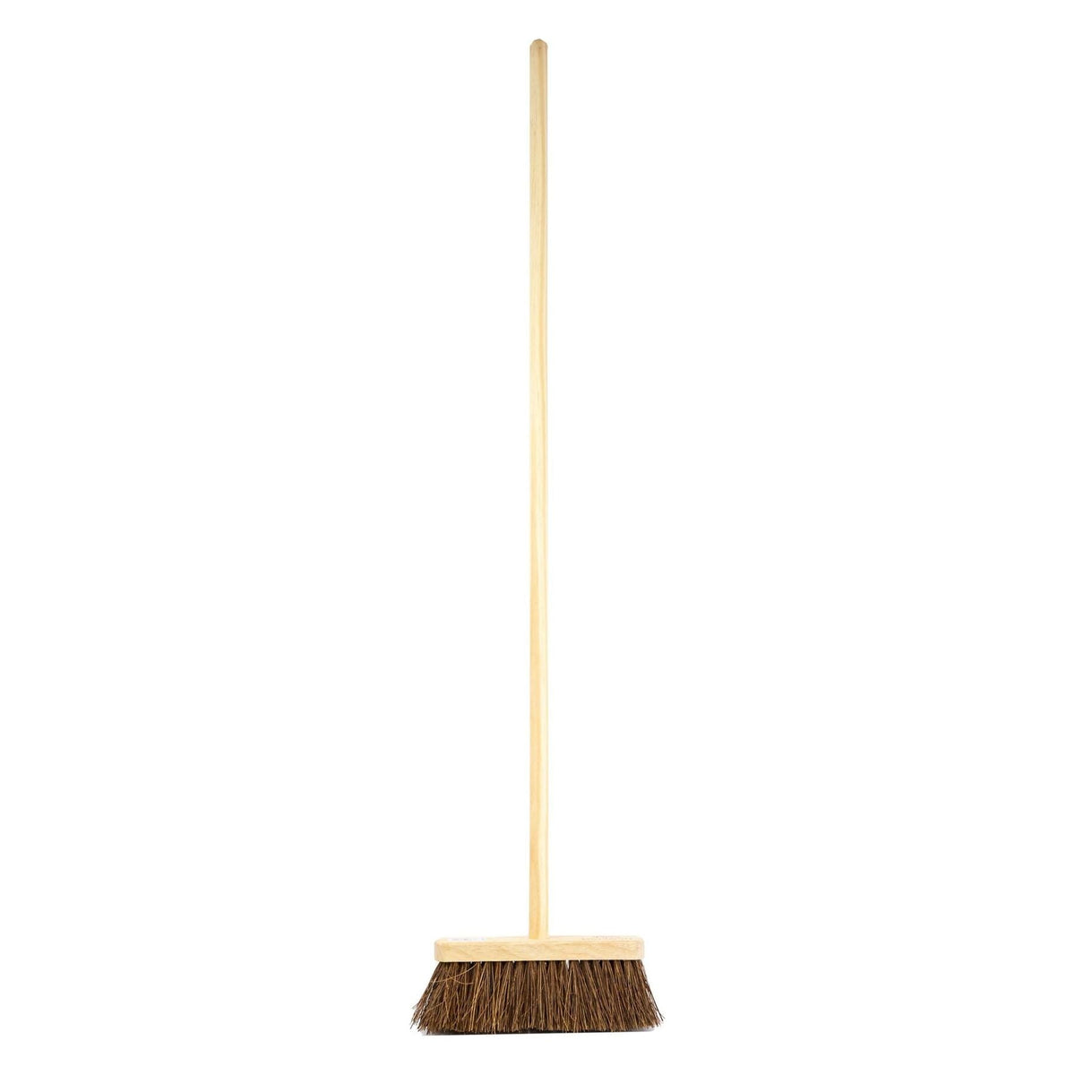 10" Newman & Cole Stiff Bassine Broom with Wooden Handle - Outdoor
