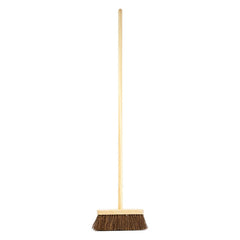 10" Newman & Cole Stiff Bassine Broom with Wooden Handle - Outdoor