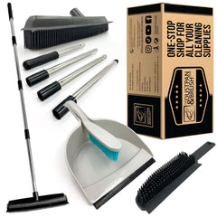 Rubber Broom, Hand Brush & Dustpan Set for Pet Hair