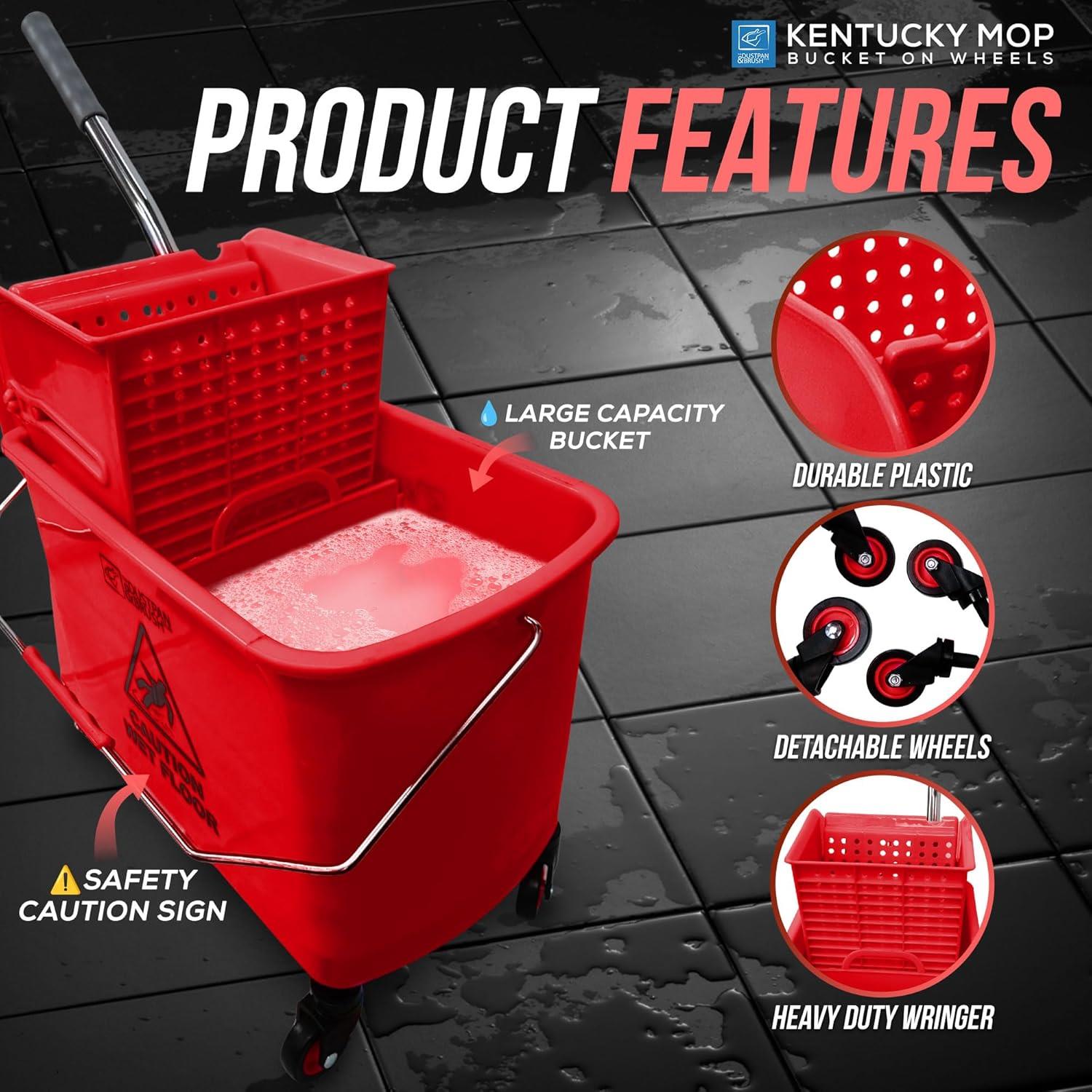 Kentucky Mop Bucket with Wringer & Wheels | 4 Colours