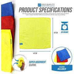 Large Soft Absorbent Microfibre Cloths - Pack of 3, 12, 24
