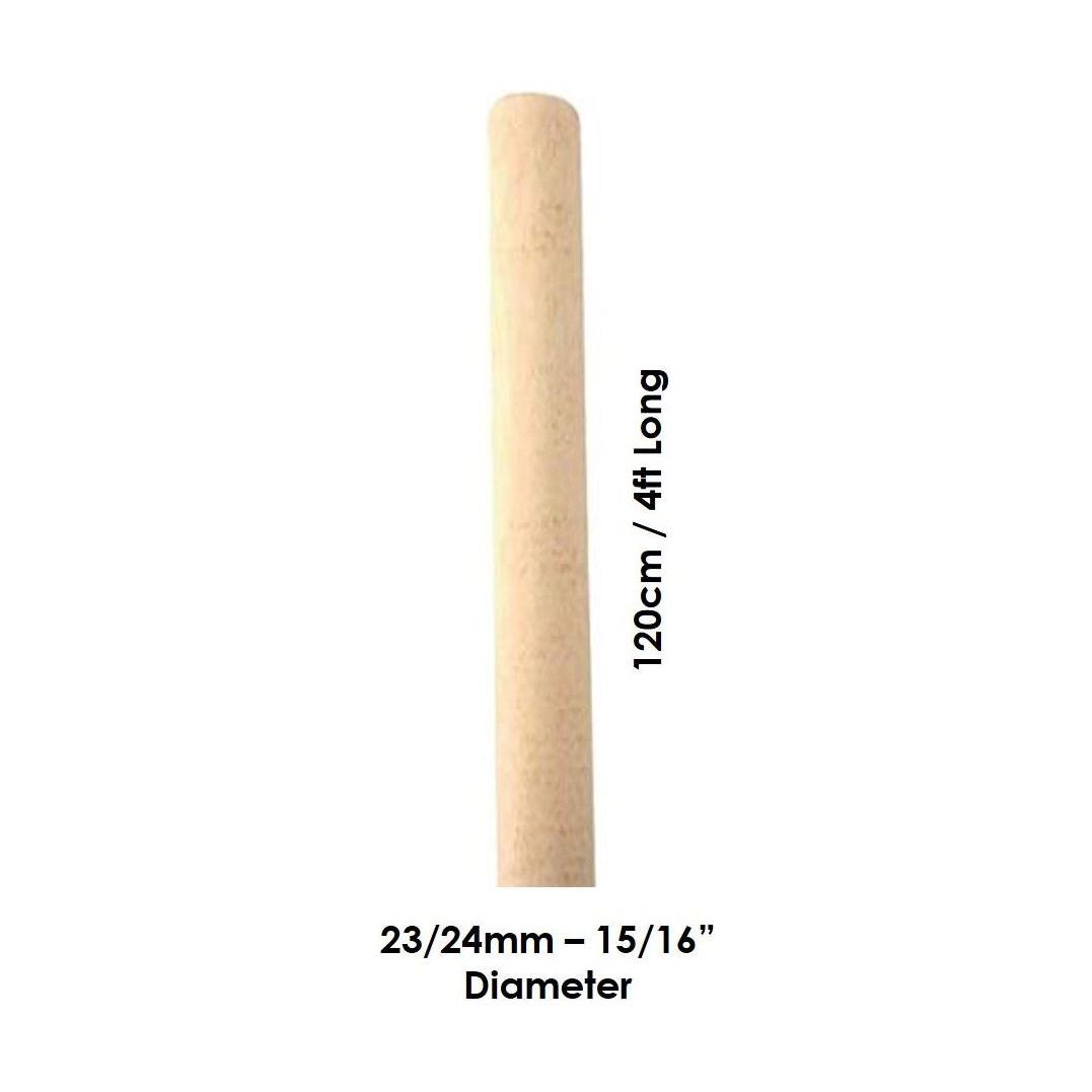 15/16" (23-24mm) Tapered Wooden Broom Handle 4ft (120cm)