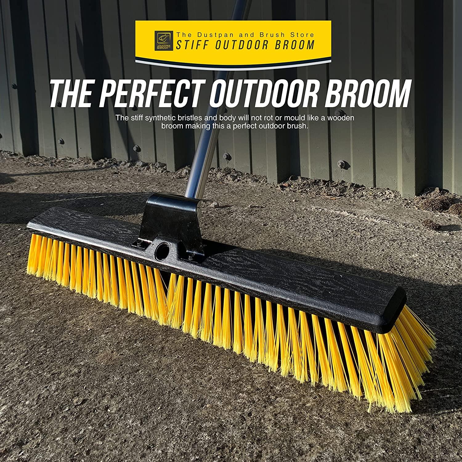 24" Heavy Duty Yard Broom with Long Metal Handle