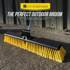 24" Heavy Duty Yard Broom with Long Metal Handle