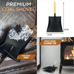 9" Galvanised Black Coal Shovel and Wooden Handle