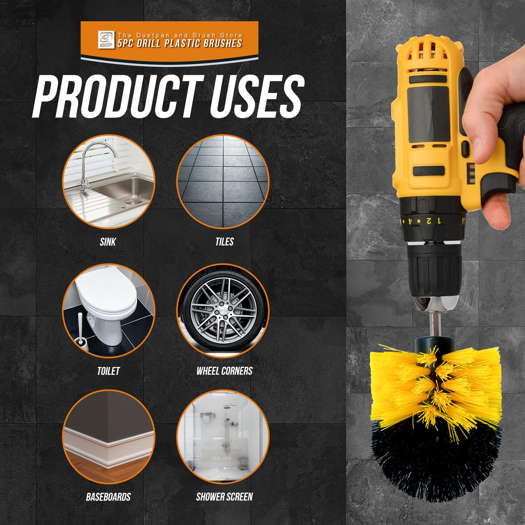 Drill Brush Cleaning Set | Nylon Power Scrubbing Brushes