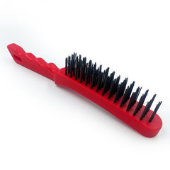 Heavy Duty Wire Brush with Plastic Handle | 4 Row Metal Bristle Brush