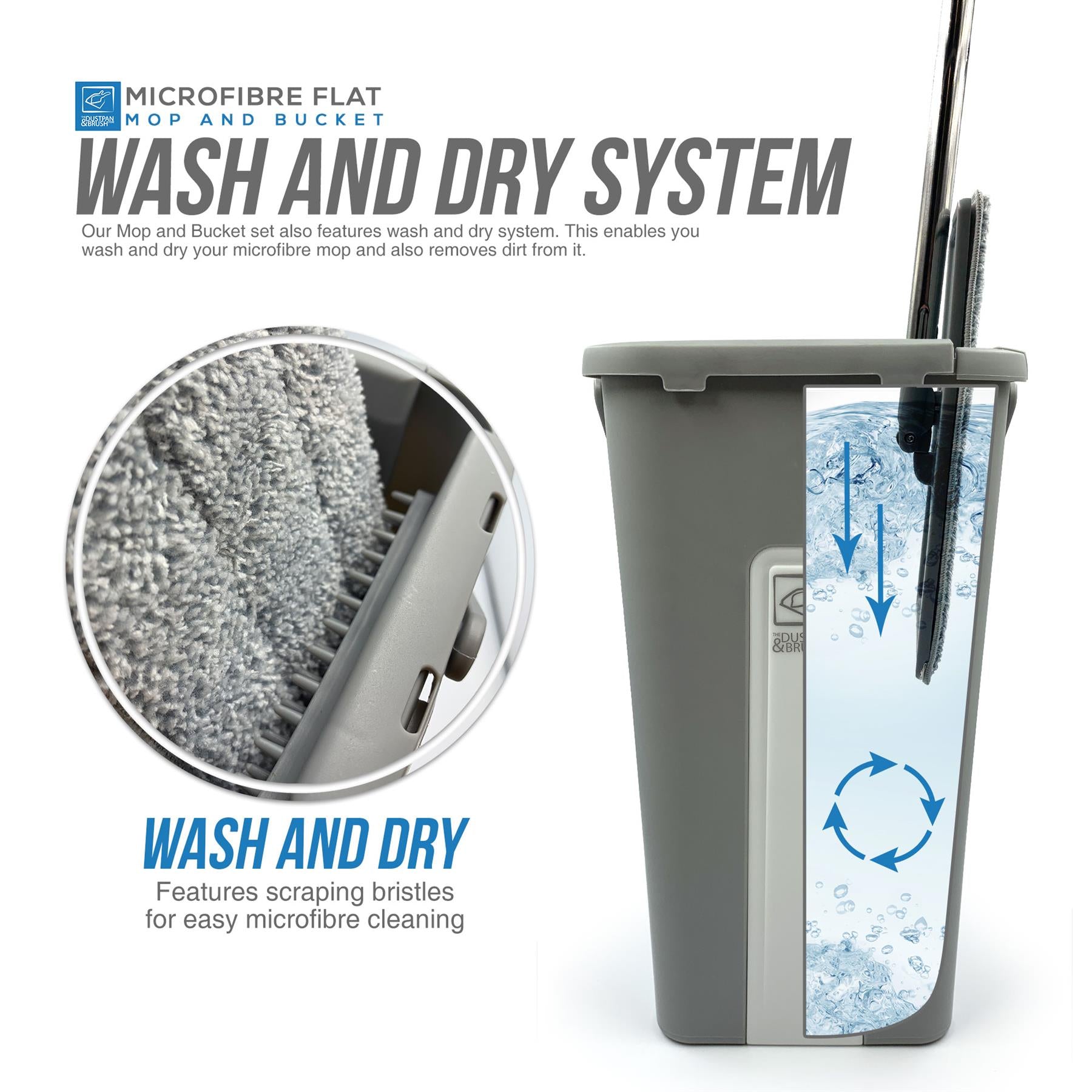 Magic Wash & Dry Flat Mop and Bucket Set – Compact Floor Cleaning