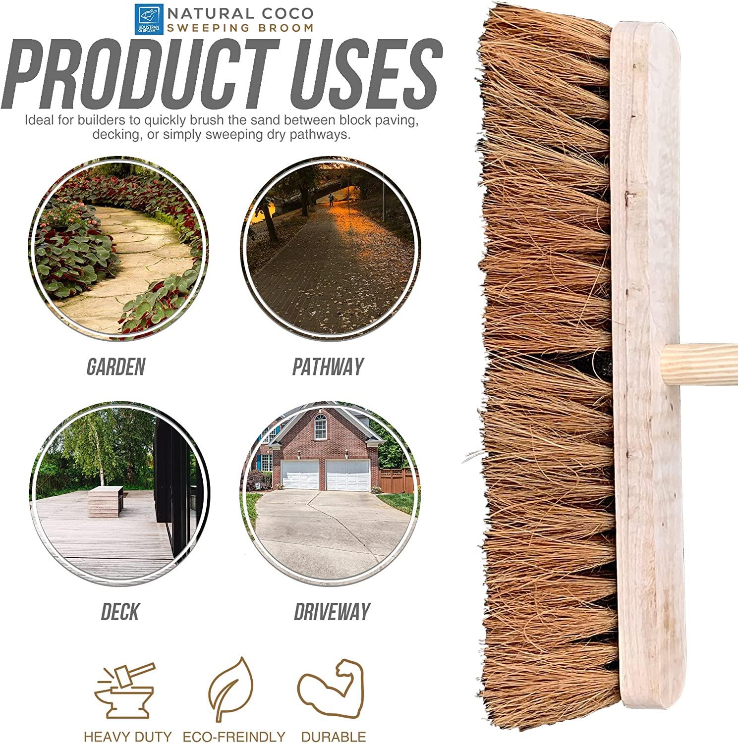 18" Soft Coco Broom with Wooden Handle for Dry Sweeping