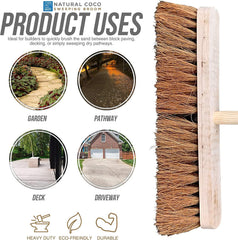 18" Soft Coco Broom with Wooden Handle for Dry Sweeping