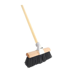 13" Saddle Back Stiff PVC Yard Broom with Wooden Handle