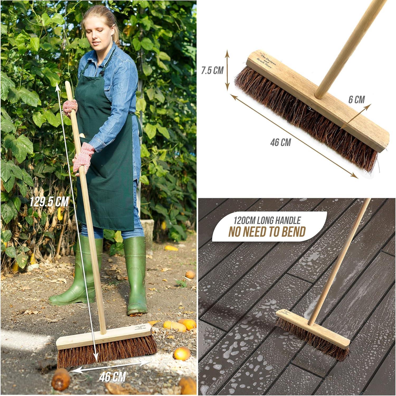 18" Stiff Natural Bassine Yard Broom with Wooden Handle