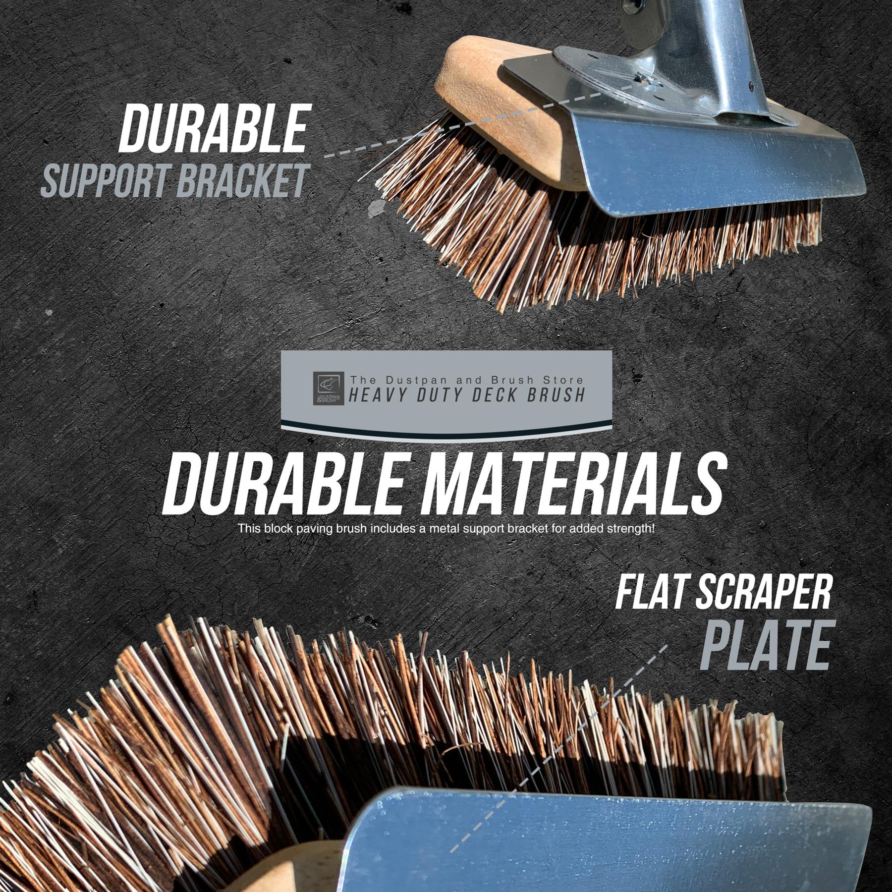 Heavy Duty Deck Scrub with Metal Scraper & Wooden Handle