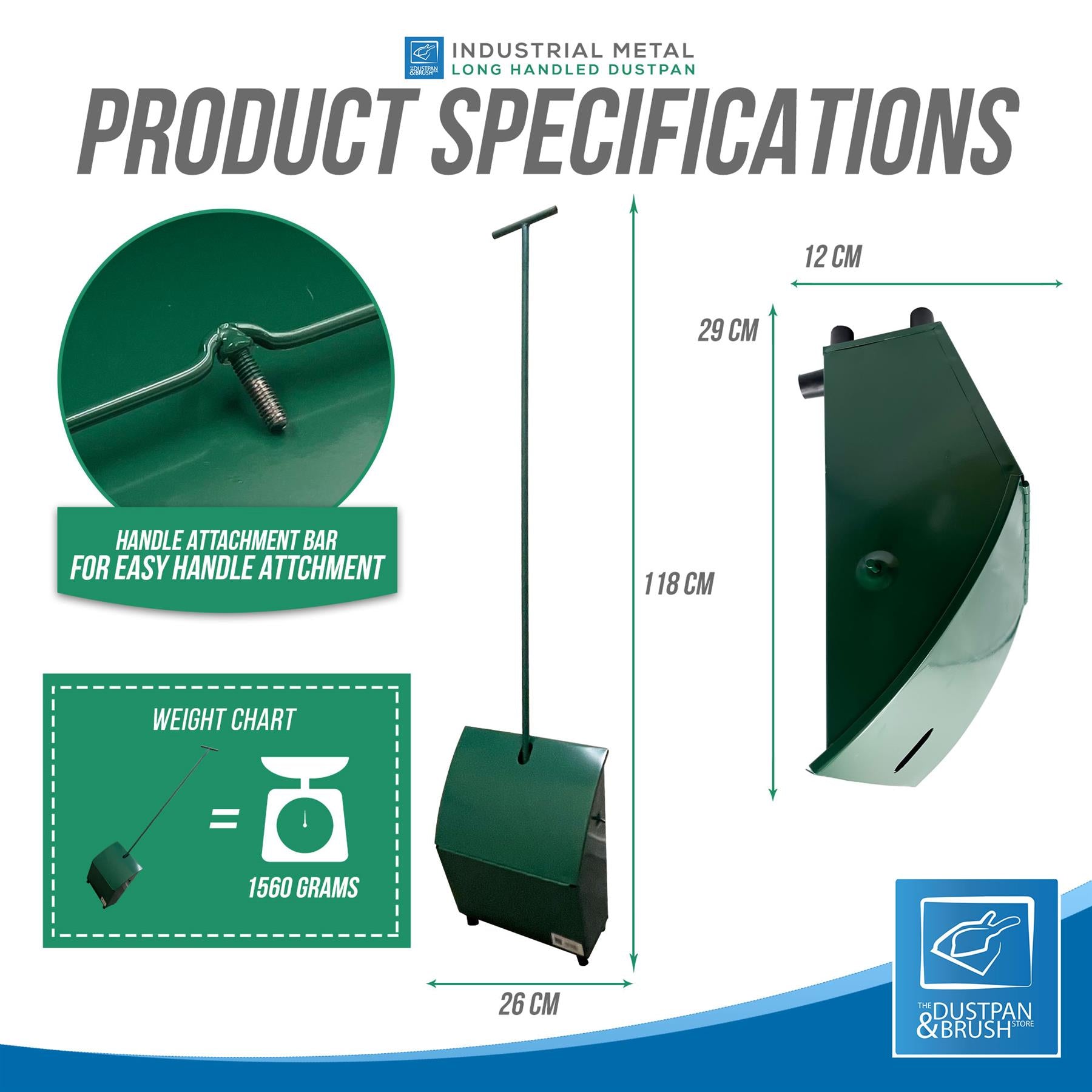 Long Handled Metal Dustpan | Industrial Lobby Dust Pan