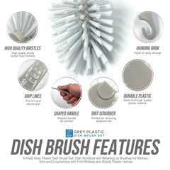 Silver Fantail Dish Brush – Single or Pack of 5