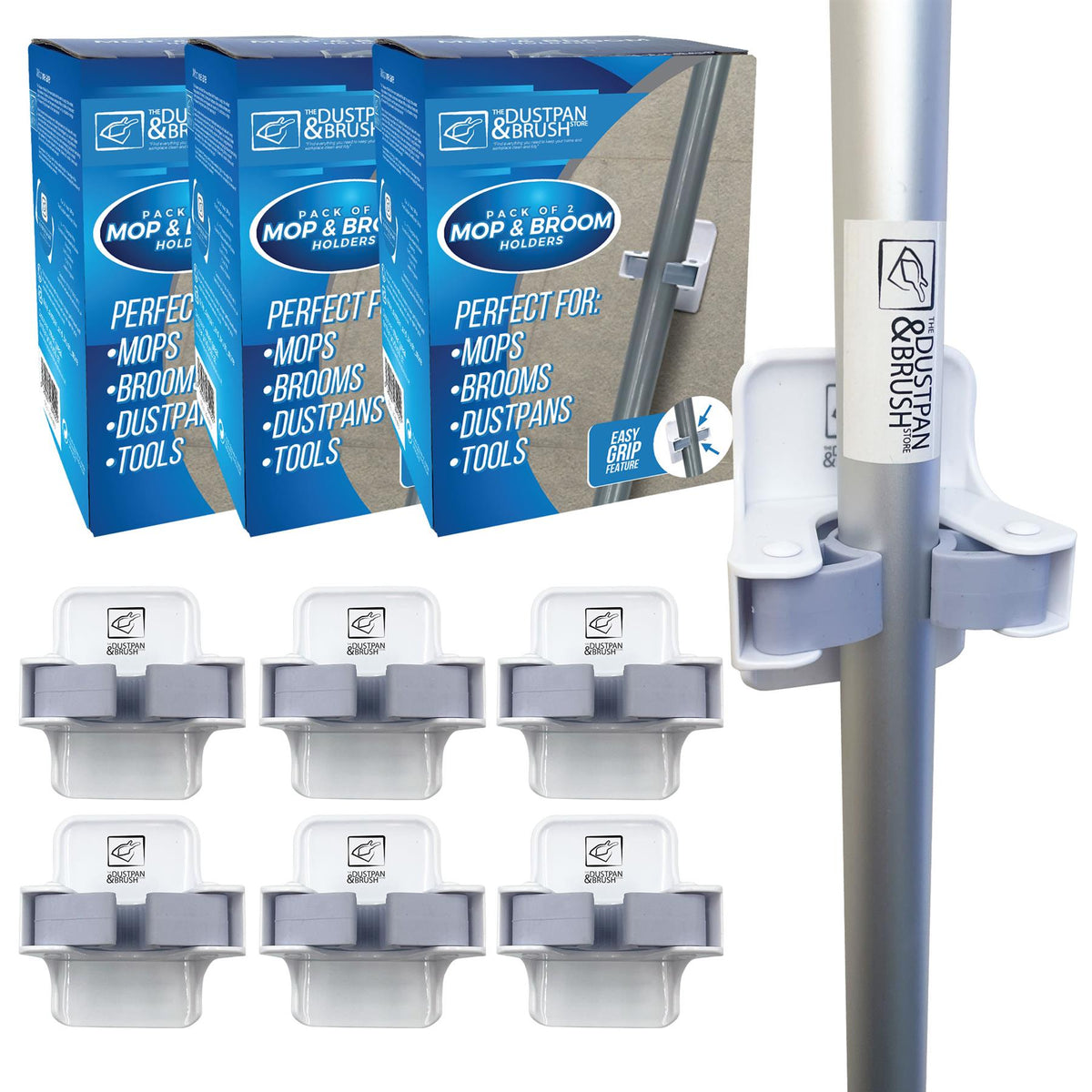 Wall Mounted Broom & Mop Holder – Pack of 6