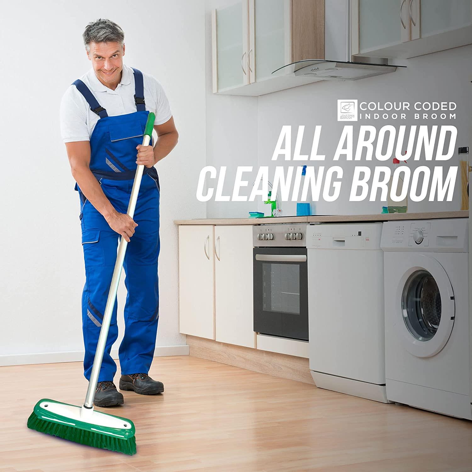 Green Colour Coded Broom Head & Handle