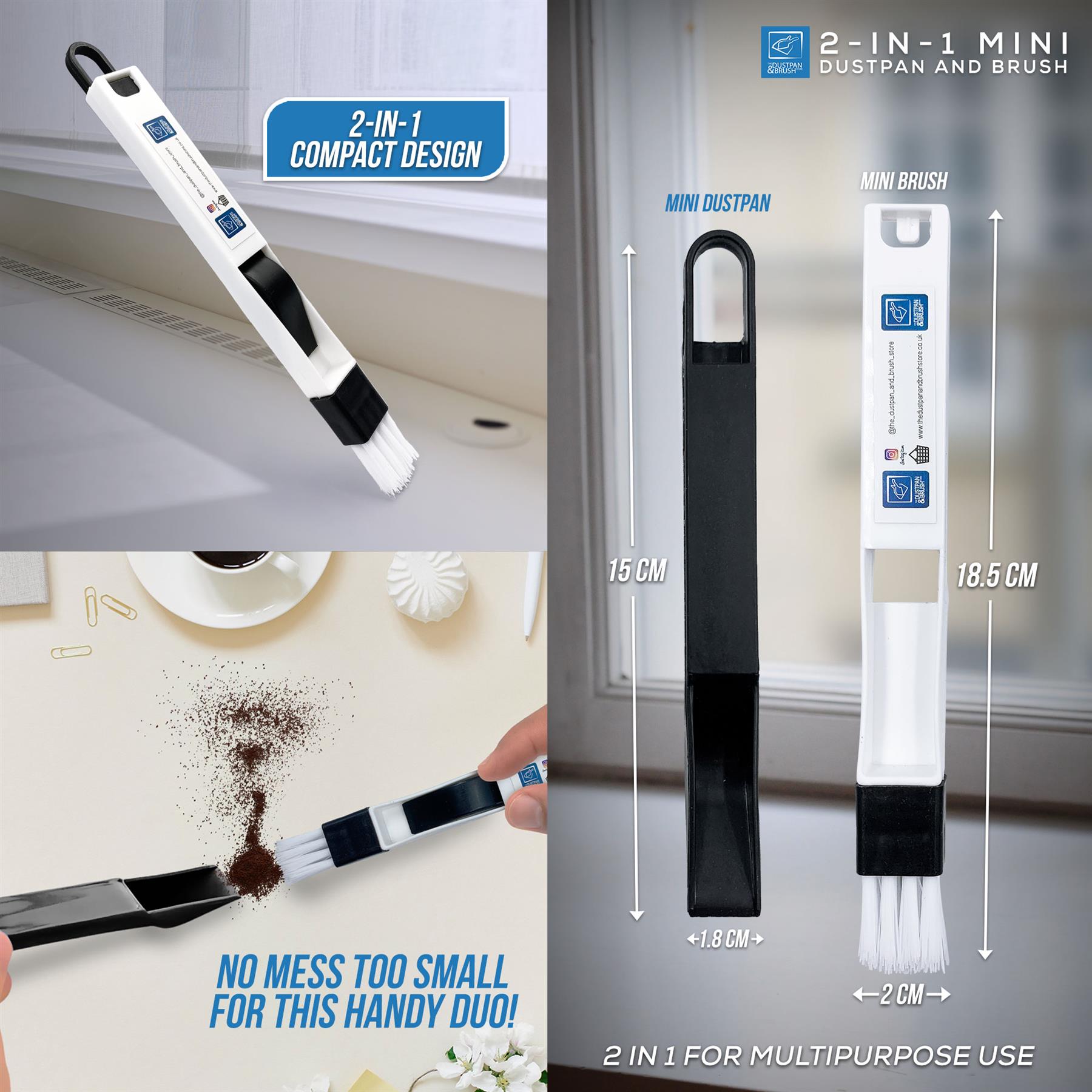 Micro Dustpan & Brush Set – Compact Cleaning Set for Small Spaces