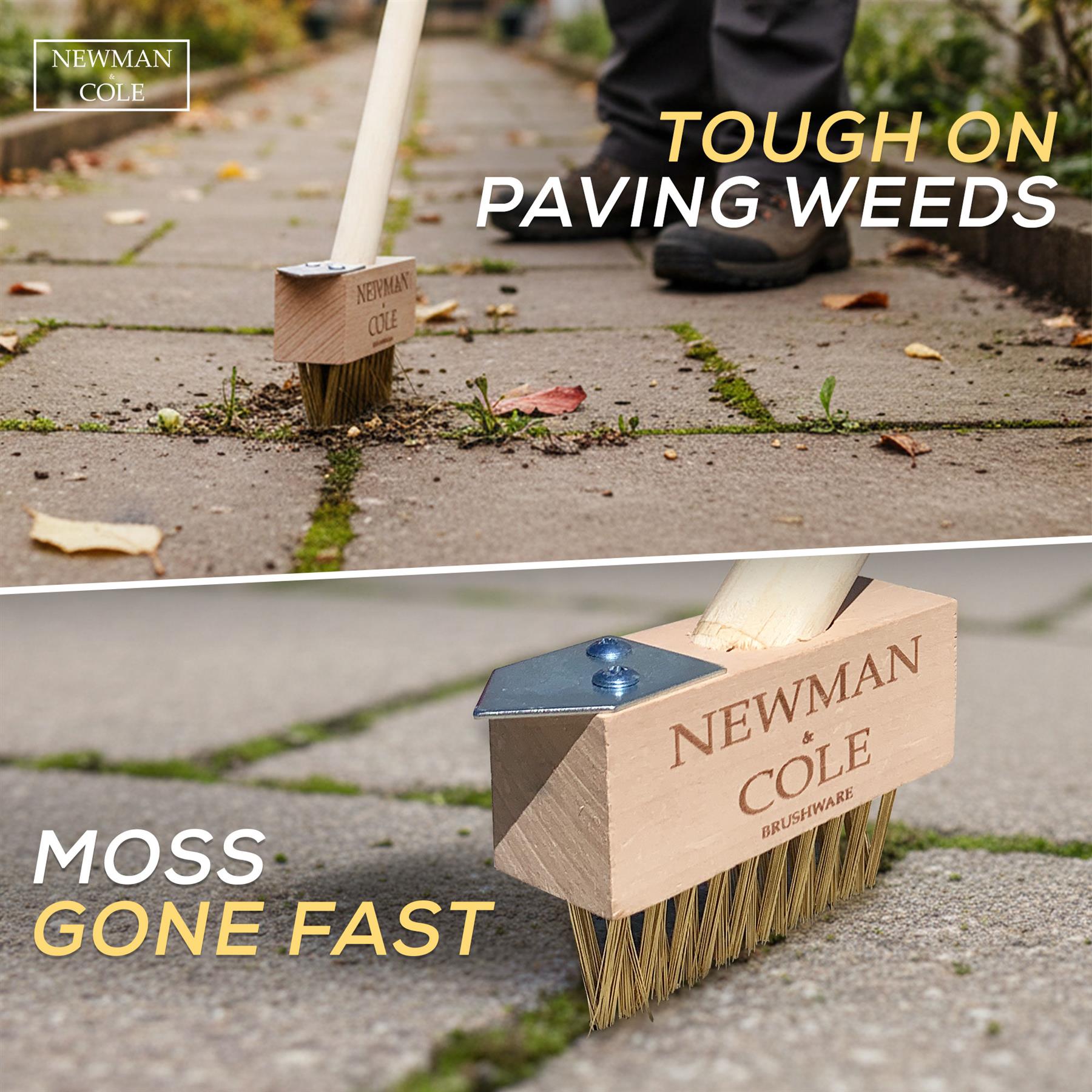 Newman and Cole Weed Brush with Scraper – Long Handle Patio Brush
