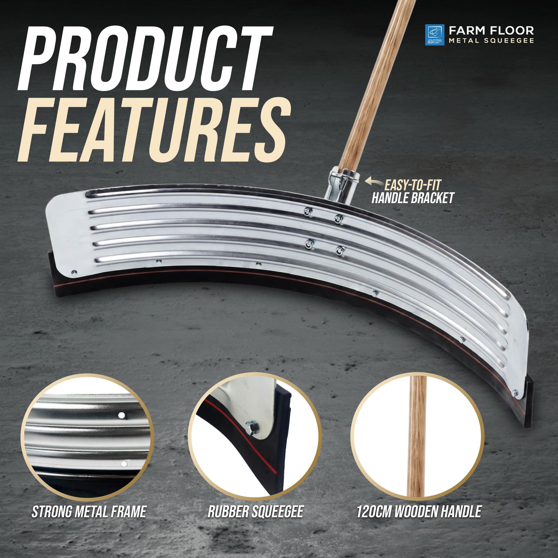 22" Curved Rubber Floor Squeegee with Wooden Handle