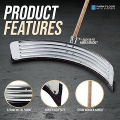 22" Curved Rubber Floor Squeegee with Wooden Handle